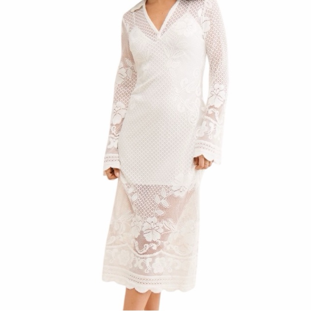 Free People White Lace Midi Dress NEW - Picture 4 of 9